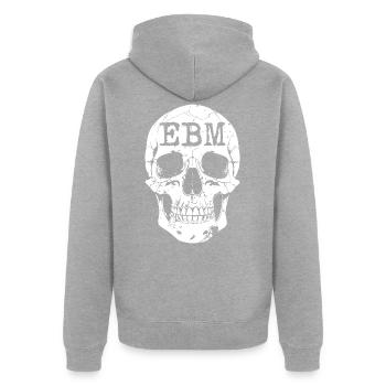 EBM Skull - Unisex Premium Organic Zip Hoodie - heather grey - Back - Nico (187cm)