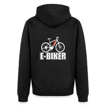 E Biker - Unisex Premium Bio Zip Hoodie - Schwarz - Hinten - Nico (187cm)