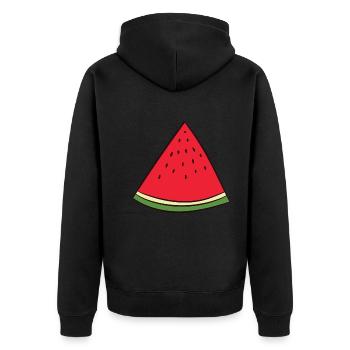 Watermelon - disc, piece, quarter, triangle - Unisex Premium Organic Zip Hoodie - black - Back - Nico (187cm)