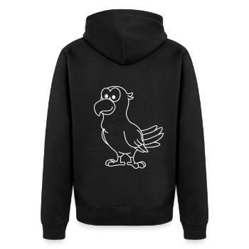 Papagai Comic Tier - Unisex Premium Bio Zip Hoodie - Schwarz - Hinten - Nico (187cm)