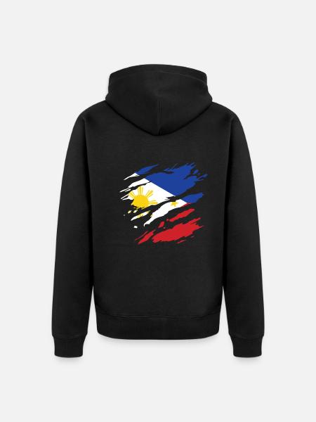 Philippines - drapeau national, rayures, fissures - Veste à capuche bio Premium Unisexe - noir