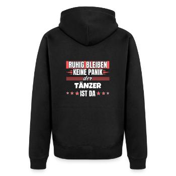 Ruhig bleiben ich bin Tänzer - Unisex Premium Bio Zip Hoodie - Schwarz - Hinten - Nico (187cm)