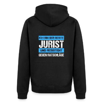Resistenter Jurist - Unisex Premium Bio Zip Hoodie - Schwarz - Hinten - Nico (187cm)