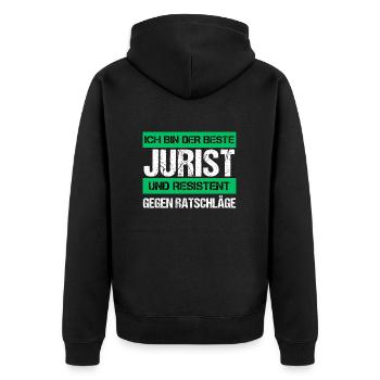 Resistenter Jurist - Unisex Premium Bio Zip Hoodie - Schwarz - Hinten - Nico (187cm)