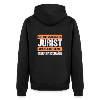 Resistenter Jurist - Unisex Premium Bio Zip Hoodie - Schwarz - Hinten - Nico (187cm)