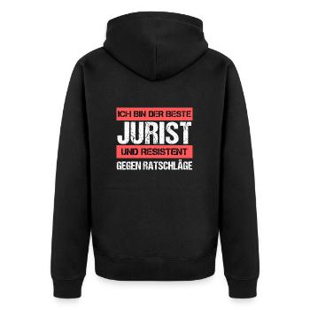 Resistenter Jurist - Unisex Premium Bio Zip Hoodie - Schwarz - Hinten - Nico (187cm)