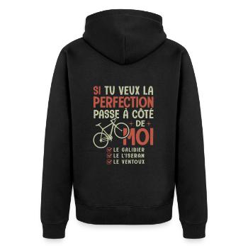 vélo cycliste ventoux galibier tourmalet a velo - Veste à capuche bio Premium Unisexe - noir - Dos - Nico (187cm)