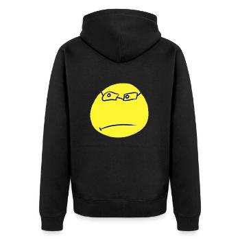 Wütender gelber emoji mit Brille! Geschenkidee! - Unisex Premium Bio Zip Hoodie - Schwarz - Hinten - Nico (187cm)