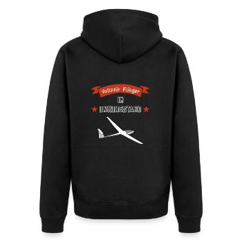 vollzeit flieger im unruhestand - Unisex Premium Bio Zip Hoodie - Schwarz - Hinten - Nico (187cm)