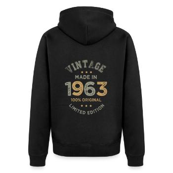 Made in 1963 Cadeau Vintage anniversaire 60 ans - Veste à capuche bio Premium Unisexe - noir - Dos - Nico (187cm)