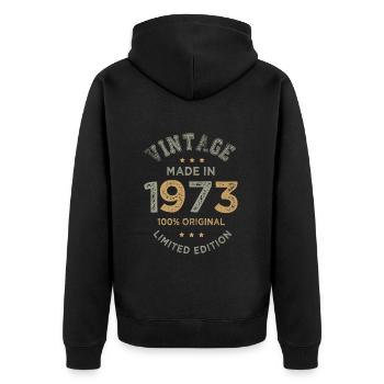 Made in 1973 Cadeau Vintage anniversaire 50 ans - Veste à capuche bio Premium Unisexe - noir - Dos - Nico (187cm)