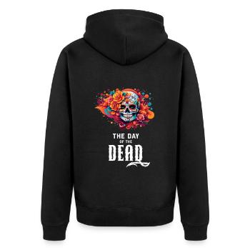 Mystic Statement-Shirt: Day Of The Dead - Unisex Premium Bio Zip Hoodie - Schwarz - Hinten - Nico (187cm)