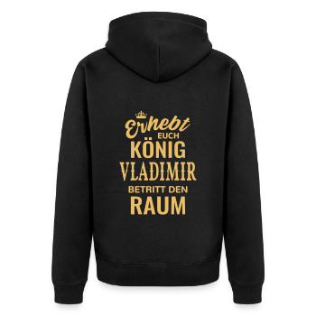 Name Vladimir Geschenkidee Geburtstag lustig König - Unisex Premium Bio Zip Hoodie - Schwarz - Hinten - Nico (187cm)