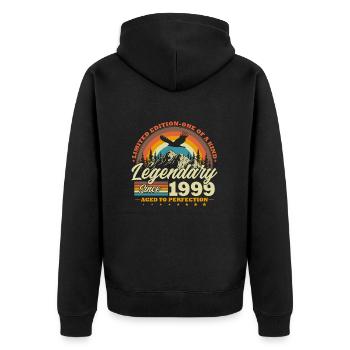 Legendary Since 1999 Vintage Birthday Gift - Unisex Premium Organic Zip Hoodie - black - Back - Nico (187cm)