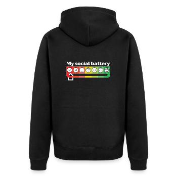 My social battery - Unisex Premium Organic Zip Hoodie - black - Back - Nico (187cm)