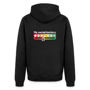My social battery - Unisex Premium Organic Zip Hoodie - black - Back - Nico (187cm)