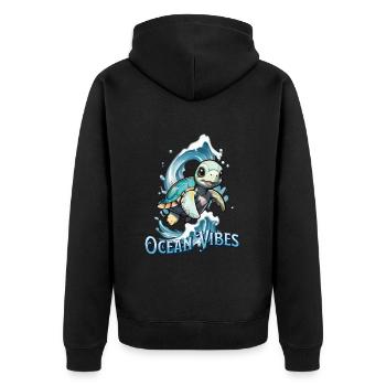 Tortue Ocean Vibes - Veste à capuche bio Premium Unisexe - noir - Dos - Nico (187cm)