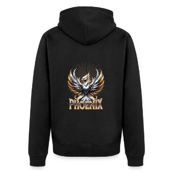 Phoenix Mythischer Vogel - Unisex Premium Bio Zip Hoodie - Schwarz - Hinten - Nico (187cm)