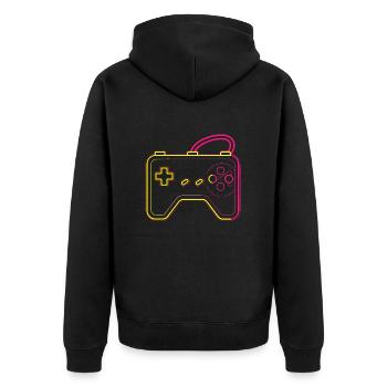 Retro Gaming Controller - Unisex Premium Bio Zip Hoodie - Schwarz - Hinten - Nico (187cm)