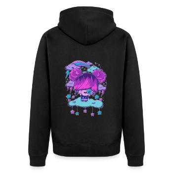 Rock star bubble head girl - Unisex Premium Organic Zip Hoodie - black - Back - Nico (187cm)