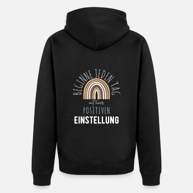 POSITIVE EINSTELLUNG MINDSET Motivation - Unisex Premium Bio Zip Hoodie - Schwarz