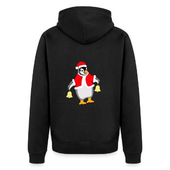 Pingouin De Noël, Pingouin, Noël, Cloches - Veste à capuche bio Premium Unisexe - noir - Dos - Nico (187cm)
