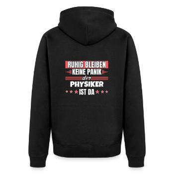 Ruhig bleiben ich bin Physiker - Unisex Premium Bio Zip Hoodie - Schwarz - Hinten - Nico (187cm)