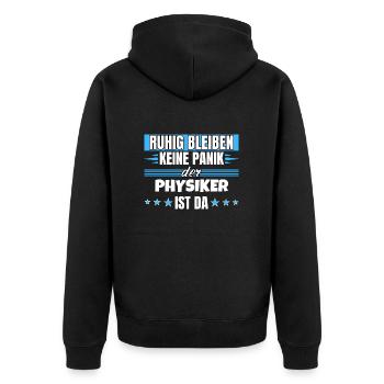Ruhig bleiben ich bin Physiker - Unisex Premium Bio Zip Hoodie - Schwarz - Hinten - Nico (187cm)