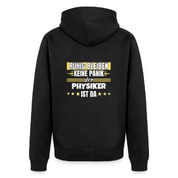 Ruhig bleiben ich bin Physiker - Unisex Premium Bio Zip Hoodie - Schwarz - Hinten - Nico (187cm)