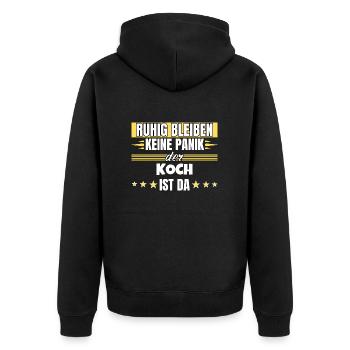 Ruhig bleiben ich bin Koch - Unisex Premium Bio Zip Hoodie - Schwarz - Hinten - Nico (187cm)