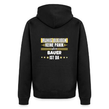 Ruhig bleiben ich bin Bauer - Unisex Premium Bio Zip Hoodie - Schwarz - Hinten - Nico (187cm)