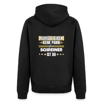 Ruhig bleiben ich bin Schreiner - Unisex Premium Bio Zip Hoodie - Schwarz - Hinten - Nico (187cm)