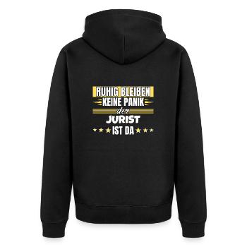 Ruhig bleiben ich bin Jurist - Unisex Premium Bio Zip Hoodie - Schwarz - Hinten - Nico (187cm)