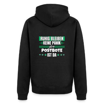Ruhig bleiben ich bin Postbote - Unisex Premium Bio Zip Hoodie - Schwarz - Hinten - Nico (187cm)