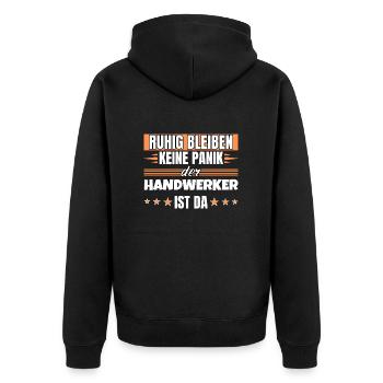 Ruhig bleiben ich bin Handwerker - Unisex Premium Bio Zip Hoodie - Schwarz - Hinten - Nico (187cm)