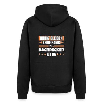 Ruhig bleiben ich bin Dachdecker - Unisex Premium Bio Zip Hoodie - Schwarz - Hinten - Nico (187cm)