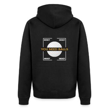 Field Hockey Hockey Hockey Team "Hockey Balls" - Unisex Premium Organic Zip Hoodie - black - Back - Nico (187cm)