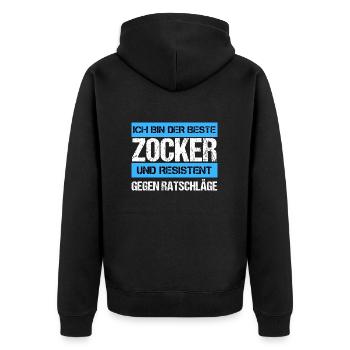 Resistant gambler - Unisex Premium Organic Zip Hoodie - black - Back - Nico (187cm)