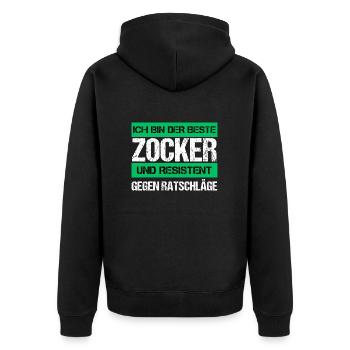 Resistant gambler - Unisex Premium Organic Zip Hoodie - black - Back - Nico (187cm)