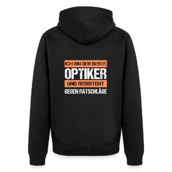 Resistenter Optiker - Unisex Premium Bio Zip Hoodie - Schwarz - Hinten - Nico (187cm)