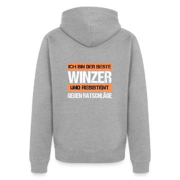 Resistant winemaker - Unisex Premium Organic Zip Hoodie - heather grey - Back - Nico (187cm)