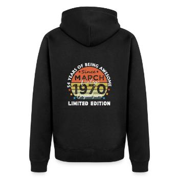 54 Years Old Made In 1970 Vintage March 1970 - Unisex Premium Organic Zip Hoodie - black - Back - Nico (187cm)