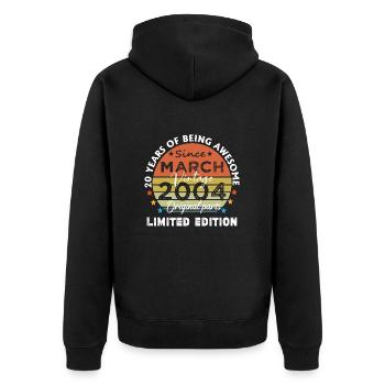 20 Years Old Made In 2004 Vintage March 2004 - Unisex Premium Organic Zip Hoodie - black - Back - Nico (187cm)