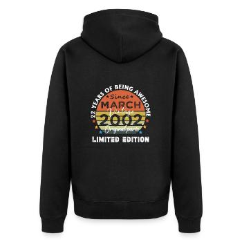 22 Years Old Made In 2002 Vintage March 2002 - Unisex Premium Organic Zip Hoodie - black - Back - Nico (187cm)
