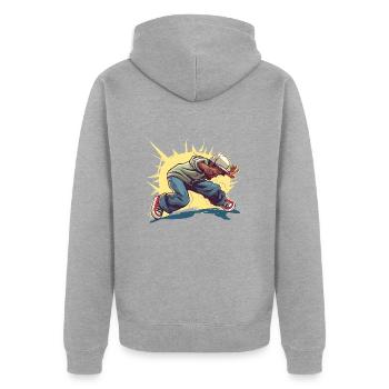 Graphique Breakdancer - Veste à capuche bio Premium Unisexe - gris chiné - Dos - Nico (187cm)