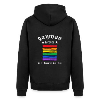 Gay LGBT Rainbow Male Love « Gayman » - Veste à capuche bio Premium Unisexe - noir - Dos - Nico (187cm)