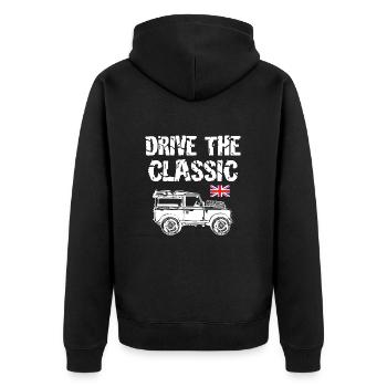 Drive the Classic - Unisex Premium Organic Zip Hoodie - black - Back - Nico (187cm)
