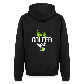 Golf Cart Golfer Golfing Vintage Golfer - Unisex Premium Organic Zip Hoodie - black - Back - Nico (187cm)