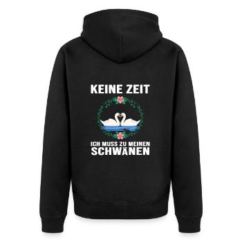 Schwan "Schwanzeit" Schwäne verliebt Schwanpaar - Unisex Premium Bio Zip Hoodie - Schwarz - Hinten - Nico (187cm)