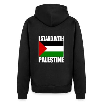 I stand with palestine - Veste à capuche bio Premium Unisexe - noir - Dos - Nico (187cm)
